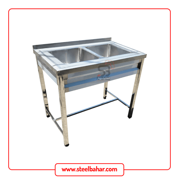 One meter double basin industrial sink-bahar steel