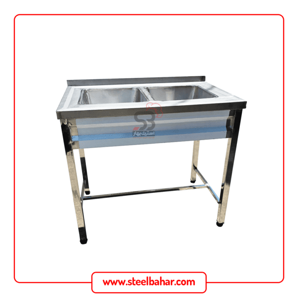 One meter double basin industrial sink-bahar steel