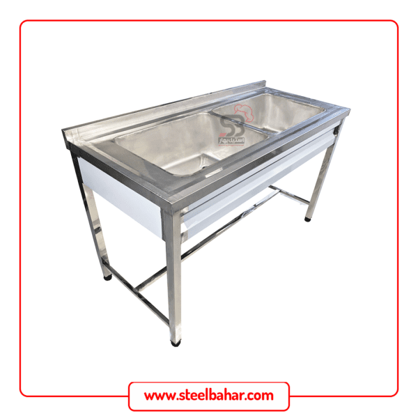 سینک دو لگنه صنعتی 150 سانتی استیل بهار