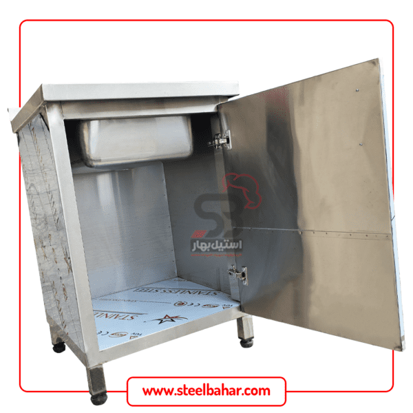 Single basin sink with cabinet, 60 cm-bahar steel